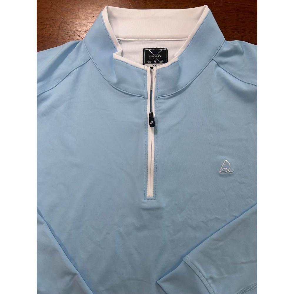 Deolax Quarter Zip Pullover Mens XXL Light Blue Golf Activewear Long Sleeve